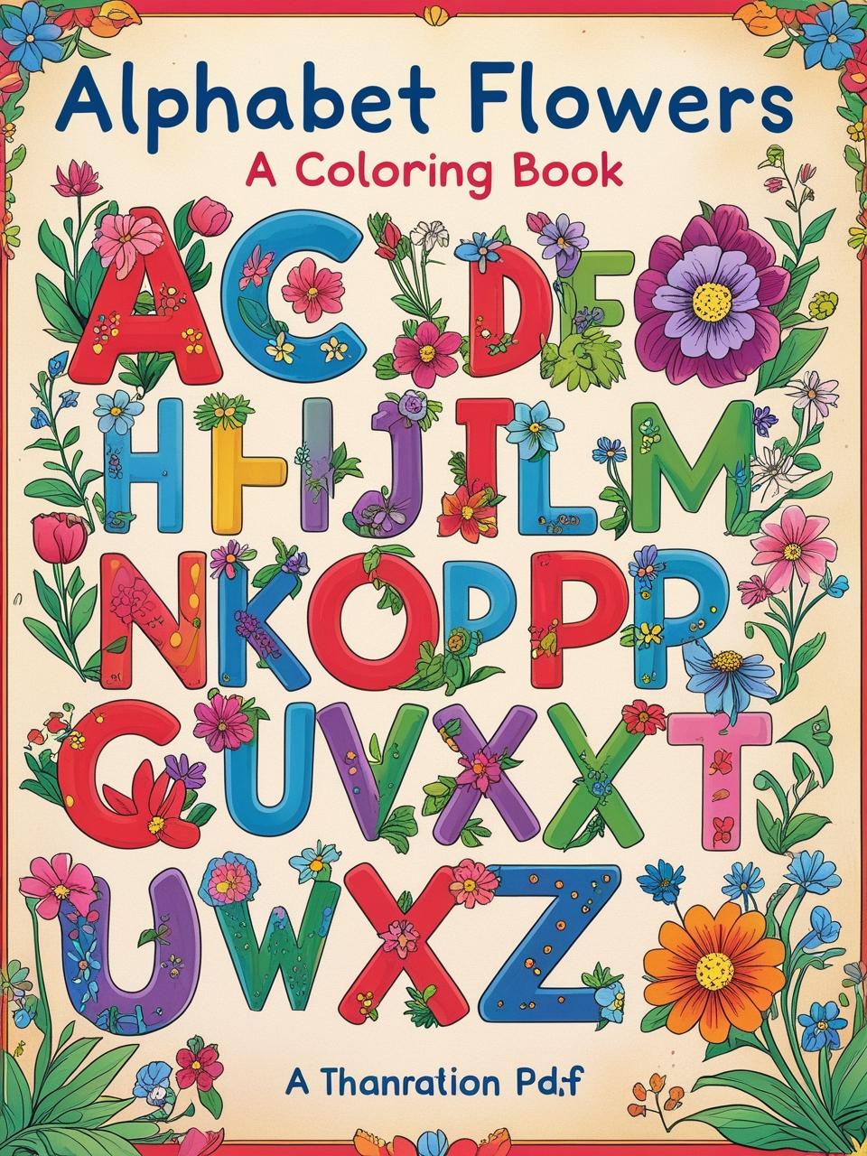Alphabet Flowers Coloring Book