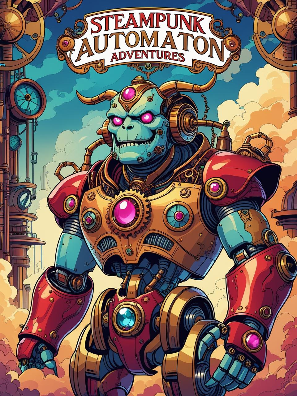 Steampunk Automaton Adventures Coloring Book