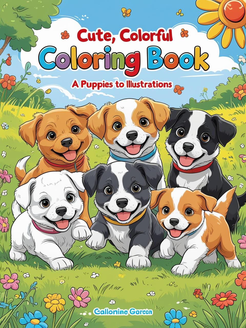 Cute Puppies Coloring Book