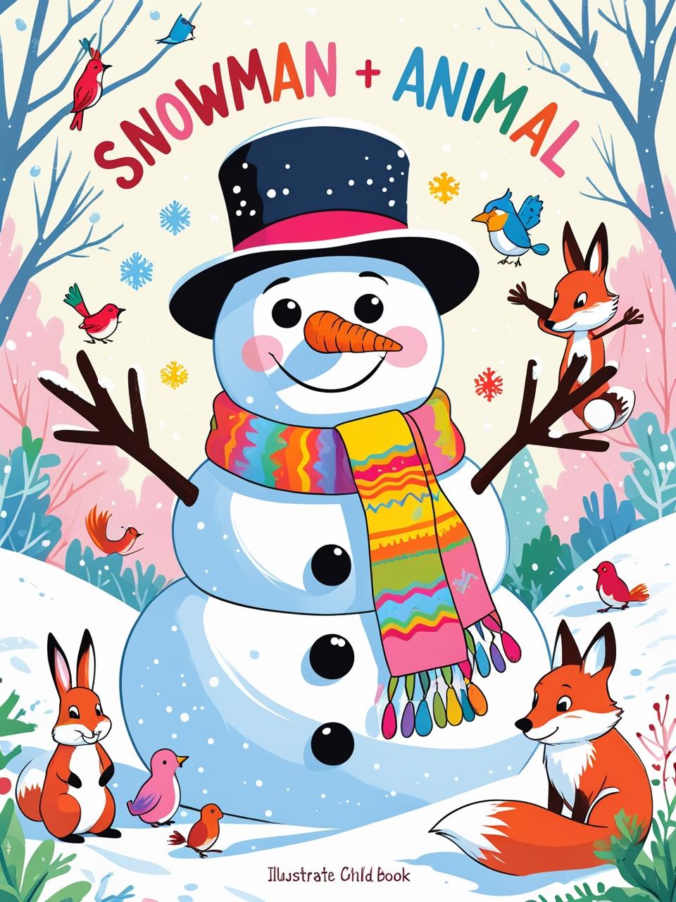 Snowman + Animal Coloring Book